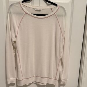 Tresics Cream Long Sleeve Top with Pink Stitching